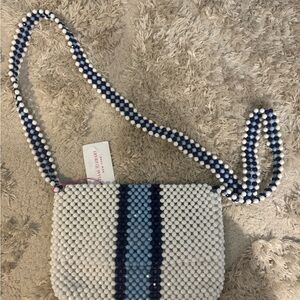 Isaac Mizrahi Beaded Bag – White & Blue - $30